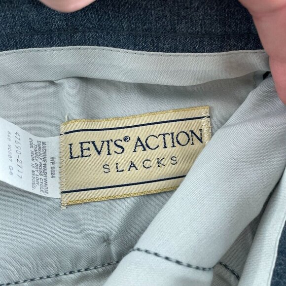 Levis Action Slacks Flat-Front Blue/Gray Trousers Mens Classic Fit Durable  3563 - Picture 3 of 10